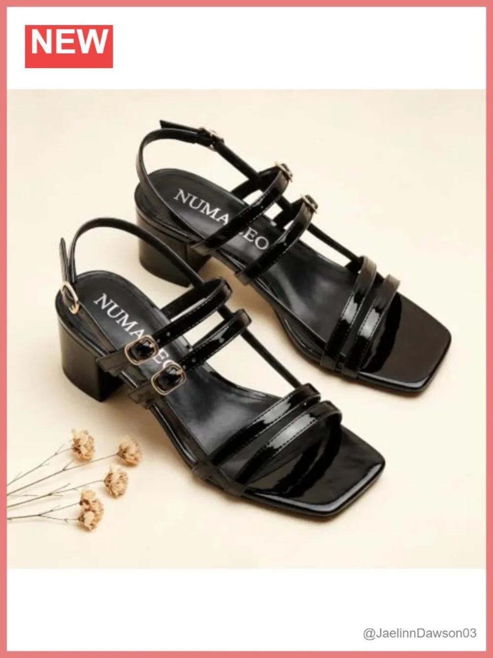 Women's Strappy Block Heel Sandals Open Toe Patent Leather